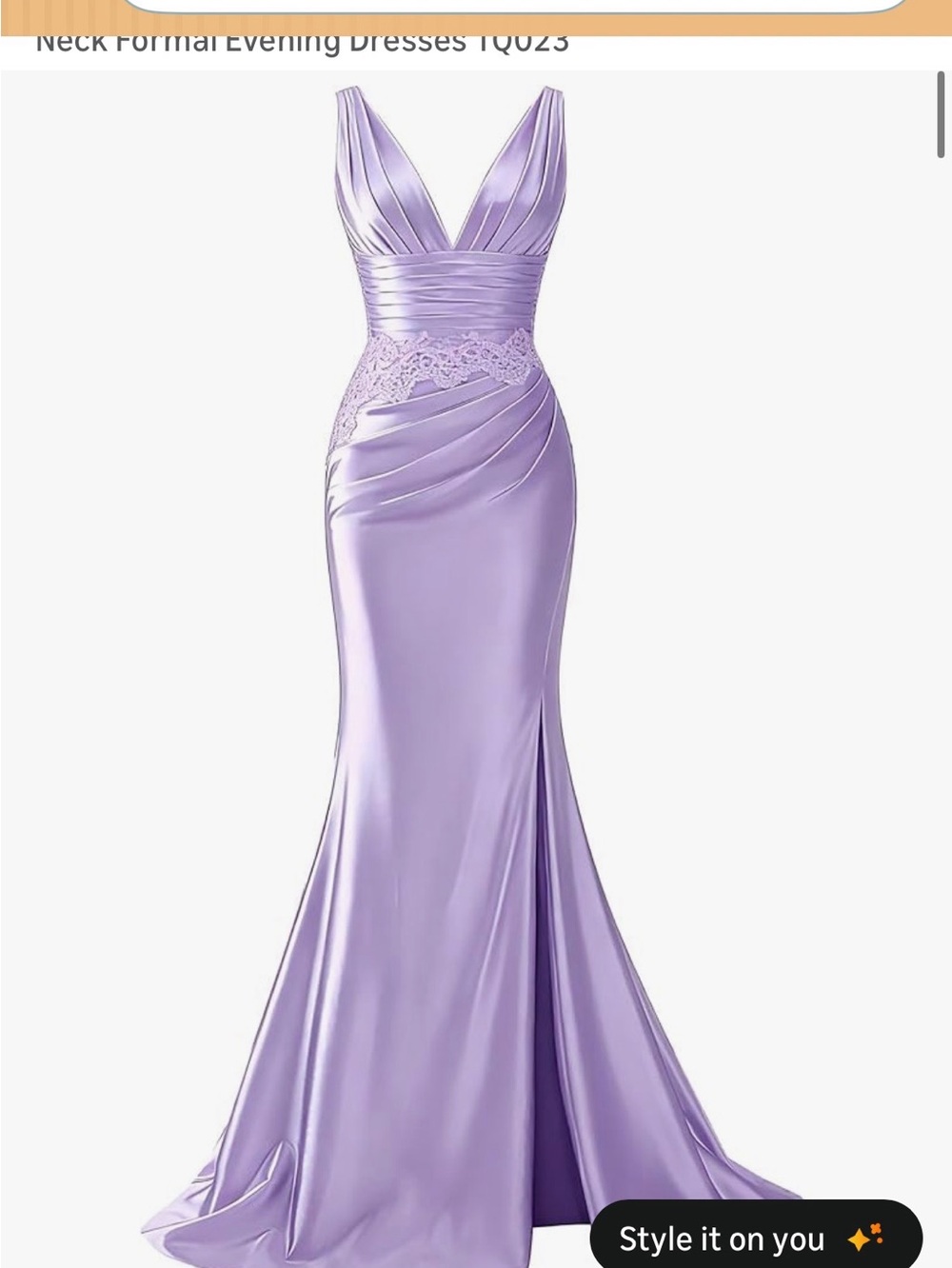 Elegant Lavender V-Neck Evening Gown